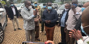 Health Cabinet Secretary Mutahi Kagwe at the Othaya Hospital in Nyeri on June 14, 2020
