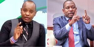 Photo collage of Citizen TV anchor Linus Kaikai and former Nairobi Governor Mike Mbuvi Sonko