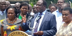 Kakamega Governor Wycliffe Oparanya addressing the media on March 16, 2020.