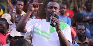 Kakamega Senator Cleophas Malala addressing a crowd in a past rally on February 26, 2022 