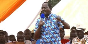 Wiper leader Kalonzo Musyoka speaking at a rally in Kakamega County on February 25, 2023.