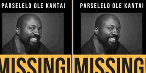 A missing person's poster of investigative journalist Parselelo Ole Kantai 