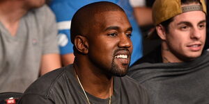 An undated file image of American rapper Kanye West