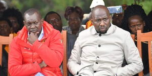 Kapseret MP Oscar Sudi (in Red) and Elgeyo Marakwet Marakwet Senator Kipchumba Murkomen.