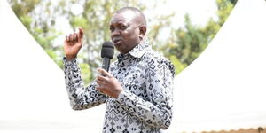 Kapseret MP Oscar Sudi addressing the public during a campaign on Saturday, July 2, 2022.