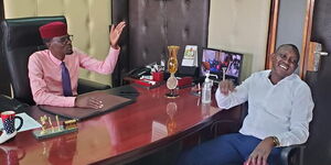 Kapseret MP Oscar Sudi visits his Kimilili counterpart Didmus Barasa in his office on Tuesday, March 23
