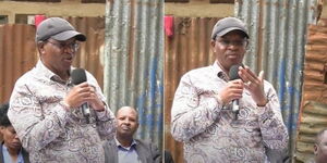Interior Cabinet Secretary Karanja Kibicho speaking in Kirinyaga on Friday, May 20, 2022.
