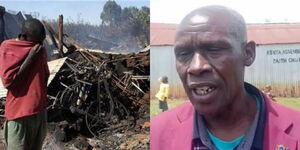 Photo collage between pastor Paul Karanja and Kiambaa church burnt during the 2007/08 skirmishes