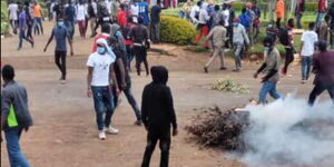 Karatina students during a protest at the university on Wednesday, December 3, 2020.