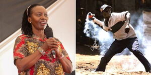 A photo collage of Narc Kenya leader Martha Karua (left) and one of the photos published by DCI on March 25, 2023 (right).