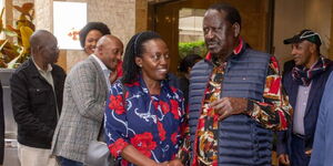 Raila Odinga and Martha Karua at a hotel in Nairobi