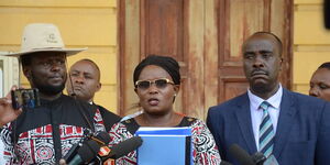 Meru Governor Kawira Mwangaza, her husband Murega Baicu and lawyer Danstan Omar on Friday October 28, 2022