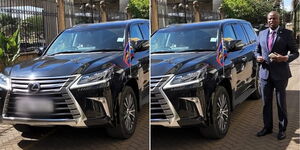 A photo collage of EALA MP Kanini Kega's Lexus LX 570 car shared on January 17, 2023.