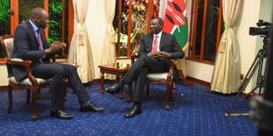 NTV Anchor Ken Mijungu interviews DP William Ruto at his Karen home on Thursday, January 23, 2020.