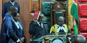 Nairobi Speaker Ken Ng'ondi taking the Oath of Ofice in a past event