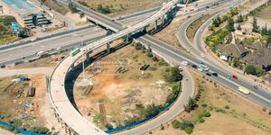 An aerial view of the interchange on the Eastern Bypass dualling project.