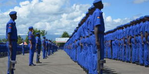 Kenya Police officers during a pass out parade.