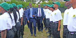 Kenya Private Security Regulatory Authority boss Fazul Mahamed inspects a guard of honour mounted by trainee guards in Karen, Nairobi in January 2019.