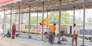 Workers at the Nairobi Central Railway Station in 2020