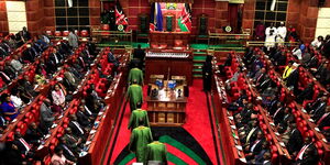 Kenya's Supreme Court judges file into the chamber during the opening of the 11th Parliament in the capital Nairobi April 16, 2013