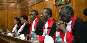 Supreme court judges in a hearing of the 2017 general election presidential results petition.