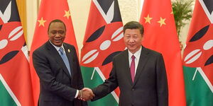 Former President Uhuru Kenyatta (Left) and Chinese President Xi Jinping prior to a bilateral meeting in Beijing, China in 2018.