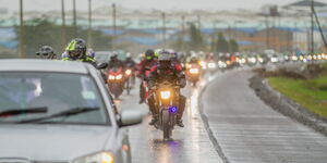 Kenyan bikers pictured while out on the road.