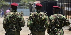 Kenyan police officers taking patrol.