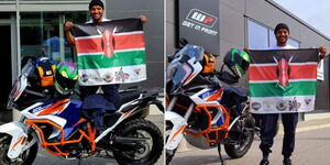 Kenyan rider Ali Said and his KTM 2190 motorbike