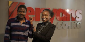 Kenyans.co.ke employees pose for a photo at the company's offices in Westlands