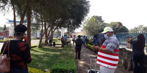 Kenyans quarantined at Kenyatta University protest against the government on Wednesday, April 15, 2020