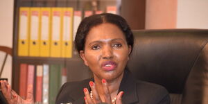 Keroche Breweries CEO Tabitha Karanja speaking during a past press briefing