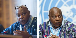 Photo collage of Lawyer Maina Kiai during UN conference