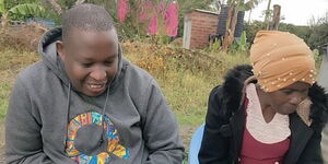 Kibet Rutto (left) and his mother Patts Selina in Machakos on Sunday, March 26, 2023.