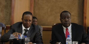Interior Cabinet Secretary Fred Matiang'i and Principal Secretary Karanja Kibicho