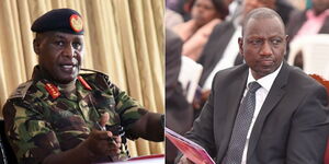 Photo collage of Chief of Defence Forces Major General Robert Kibochi and Deputy President William Ruto 