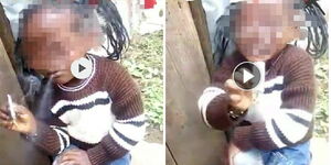 Photo collage of minor smoking Marijuana while being recorded 