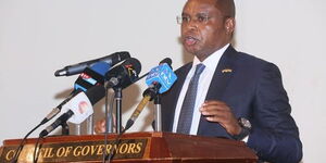 Kilifi Governor Amason Kingi during a press briefing on January 13, 2021