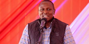 National Assembly Majority Leader Kimani Ichung'wah addresses a crowd during an event in Kirinyaga County on March 18, 2023.