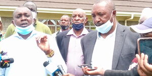 An image of Bahati Member of Parliament Kimani Ngunjiri and his Kapseret compatriot Oscar Sudi 
