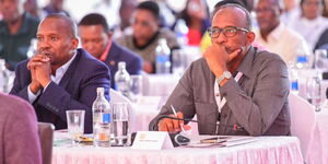 Interior Cabinet Secretary Kithure Kindiki (left) and his Defence counterpart Aden Duale at the Fairmont Mt. Kenya Safari Club, Laikipia County on Saturday, January 7, 2023. 