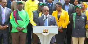 Governor Amason Kingi with DP William Ruto, Speaker J.B Muturi, MP Aisha Jumwa, ANC leader Musalia Mudavadi and Senator Moses Wetangula at Karen on Tuesday, May 10, 2022.