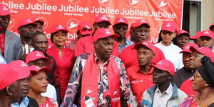 Jubilee Secretary General Jeremiah Kioni meeting with asoirants in Taita Taveta on Saturday April 16, 2022