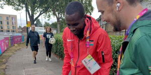 A photo of Kenyan long-distance runner Eric Kiptanui in the UK during the 2022 Birmingham Commonwealth Games.