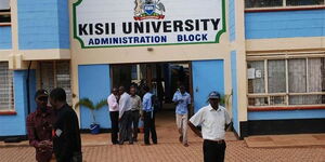 Pwople going about their businesses outside Kisii University Administration Block