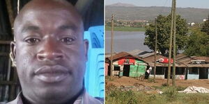 Kisumu businessman Thomas Ochieng (left) and a section of Lwang'ni Beach in Kisumu