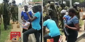 A screengrab of police officers and Kisumu residents taking a momentary rest during March 20, 2023, demonstrations.
