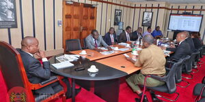 Interior CS Kithure Kindiki at a meeting with security officers at JKIA on Tuesday, November 8, 2022