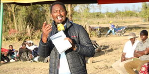 Laikipia East MP Mwangi Kiunjuri during a public participation meeting at Matanya and Kiambiriria areas in Tigithi Ward, Laikipia East Constituency on January 14, 2023