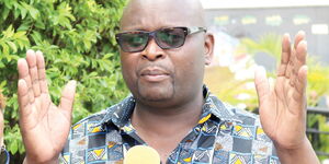 Kenya National Union of Nurses Secretary-General Seth Panyako addresses the media during East Africa Labour and Health Workforce Scientific Conference in Mombasa on November 28, 2019.